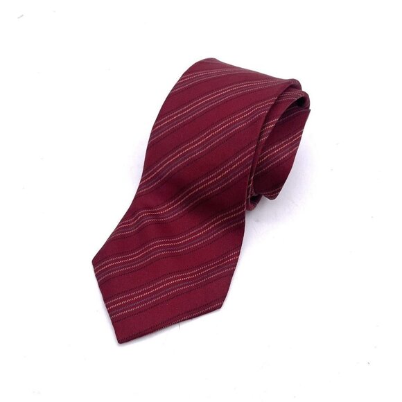 Vintage Yves Saint Laurent Marshall Field & Company Men Tie Red Diagonal Striped - Picture 3 of 7